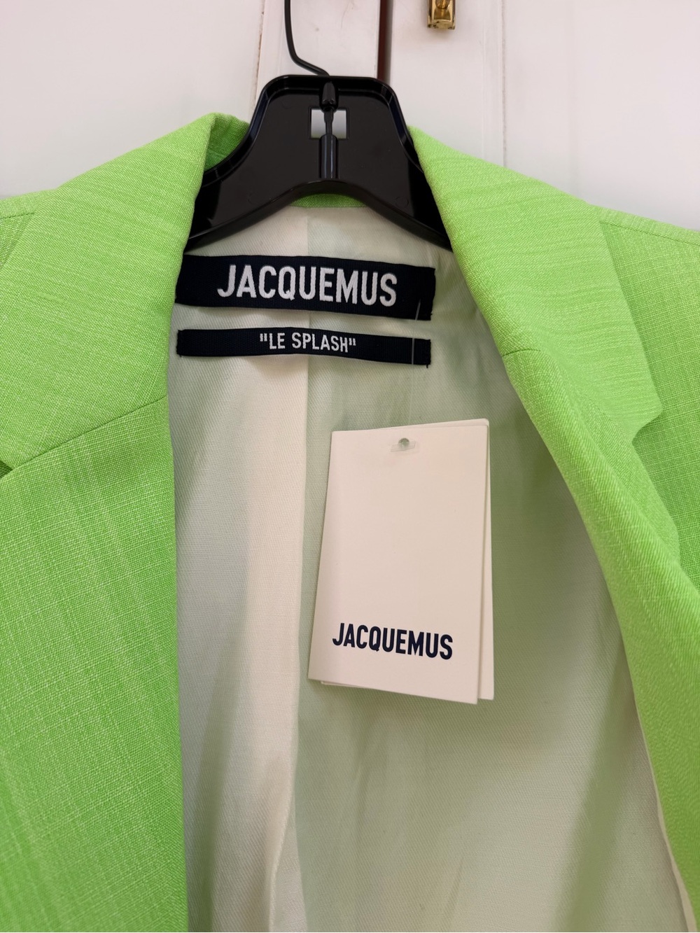 Jacquemus “Le Splash” Neon Lime Green Double-Breasted Linen Blazer - Picture 6 of 16